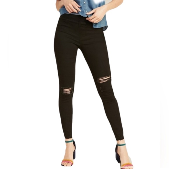 Old Navy Denim - Old Navy Rockstar Jegging Black Distressed High Rise Frayed Hem Jeans Size 12